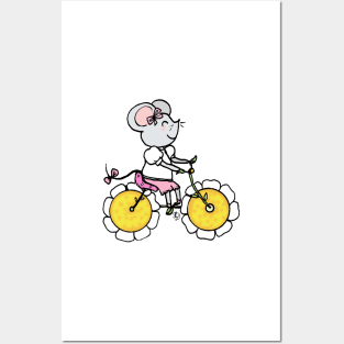 Little rat rides a bike Posters and Art